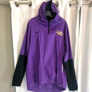 LSU Hoodie Nike men's Purple tiger eye light weight quarter zip Large c14477
